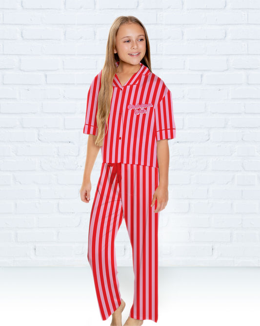 Kids Silky Christmas Club Short Sleeve Pant Set