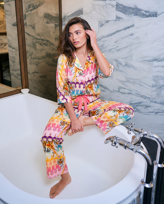 Tiger Royale Silky 3/4 Sleeve Pant Set