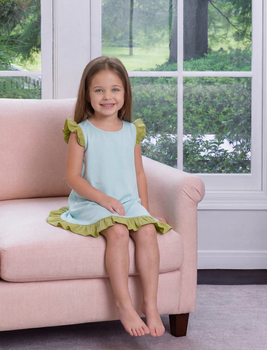 Kids Turquoise Silky Dress