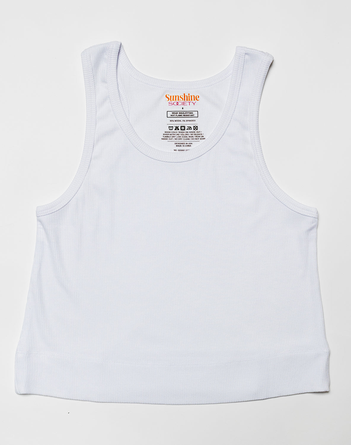 Kids Sunshine Classic Ribbed Tank, White