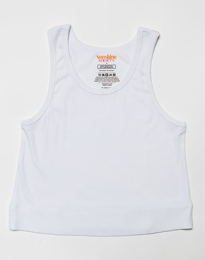 Kids Sunshine Classic Ribbed Tank, White